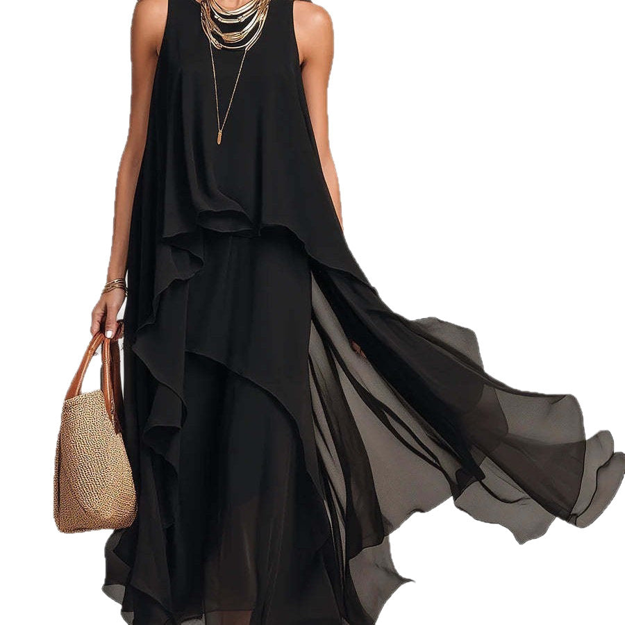 Chiffon Dream — Asymmetrical Sleeveless Maxi