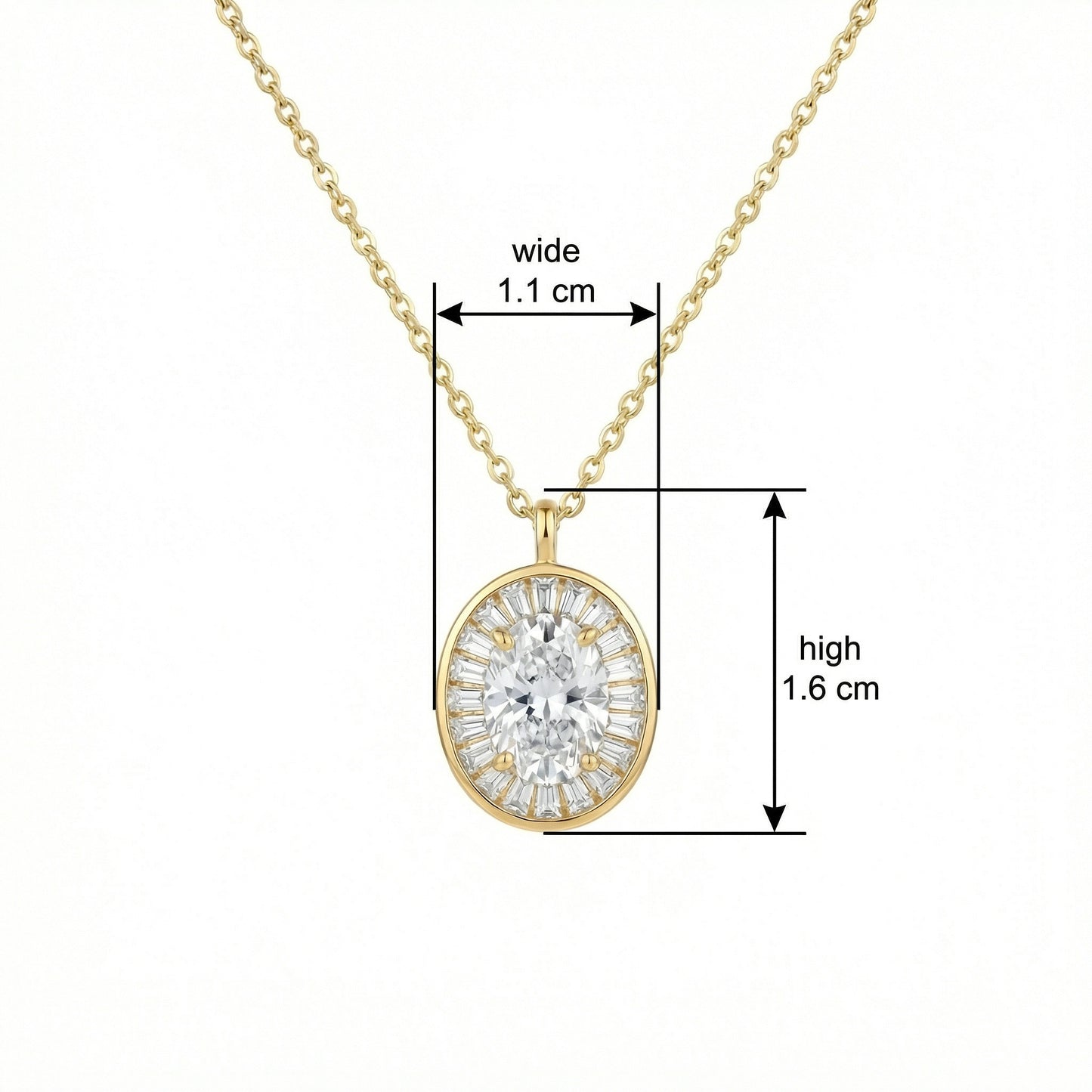 Sunburst Baes — Oval Diamond Sunburst Pendant, 925 SS