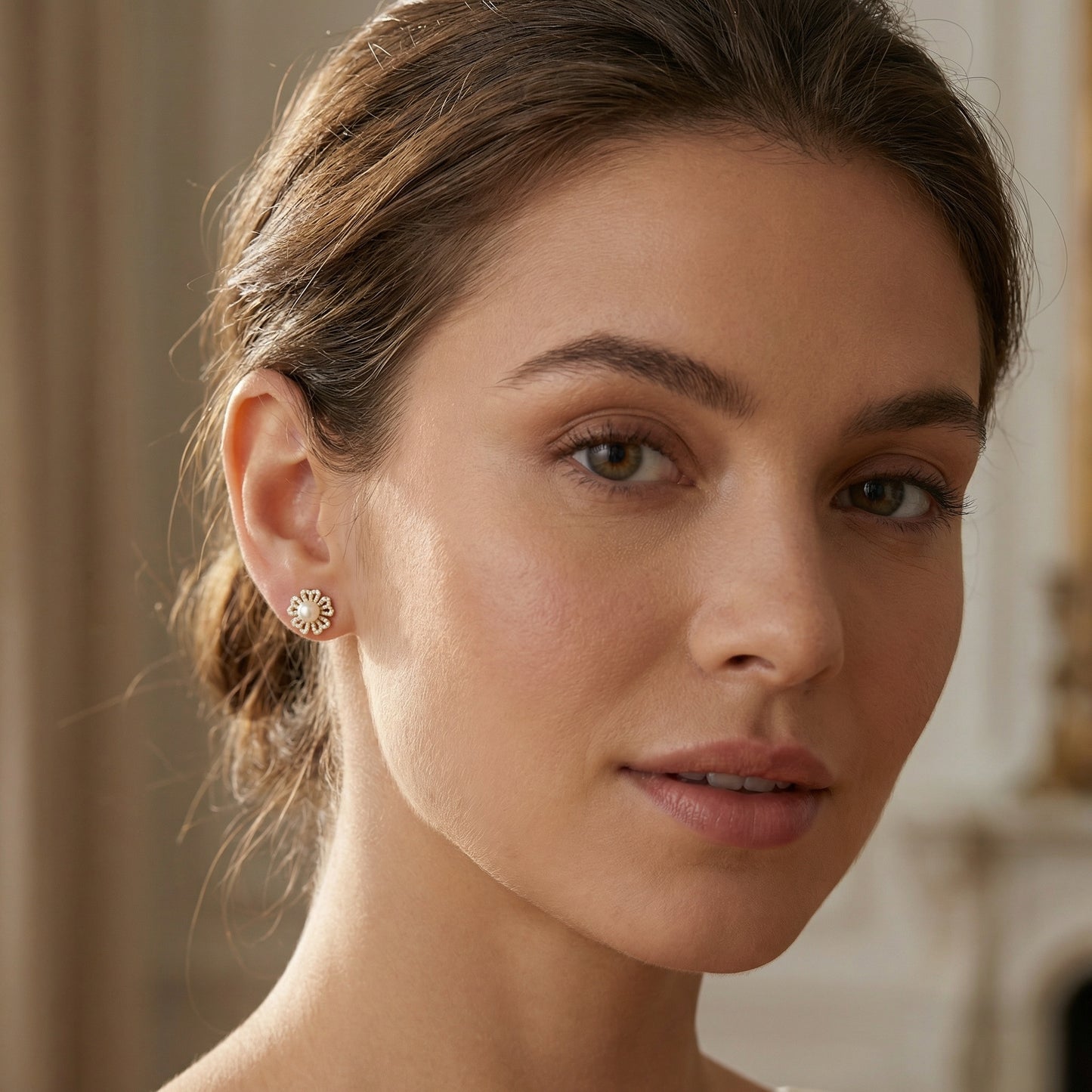 Petal Pusher — Silver Pearl Floral Openwork Studs
