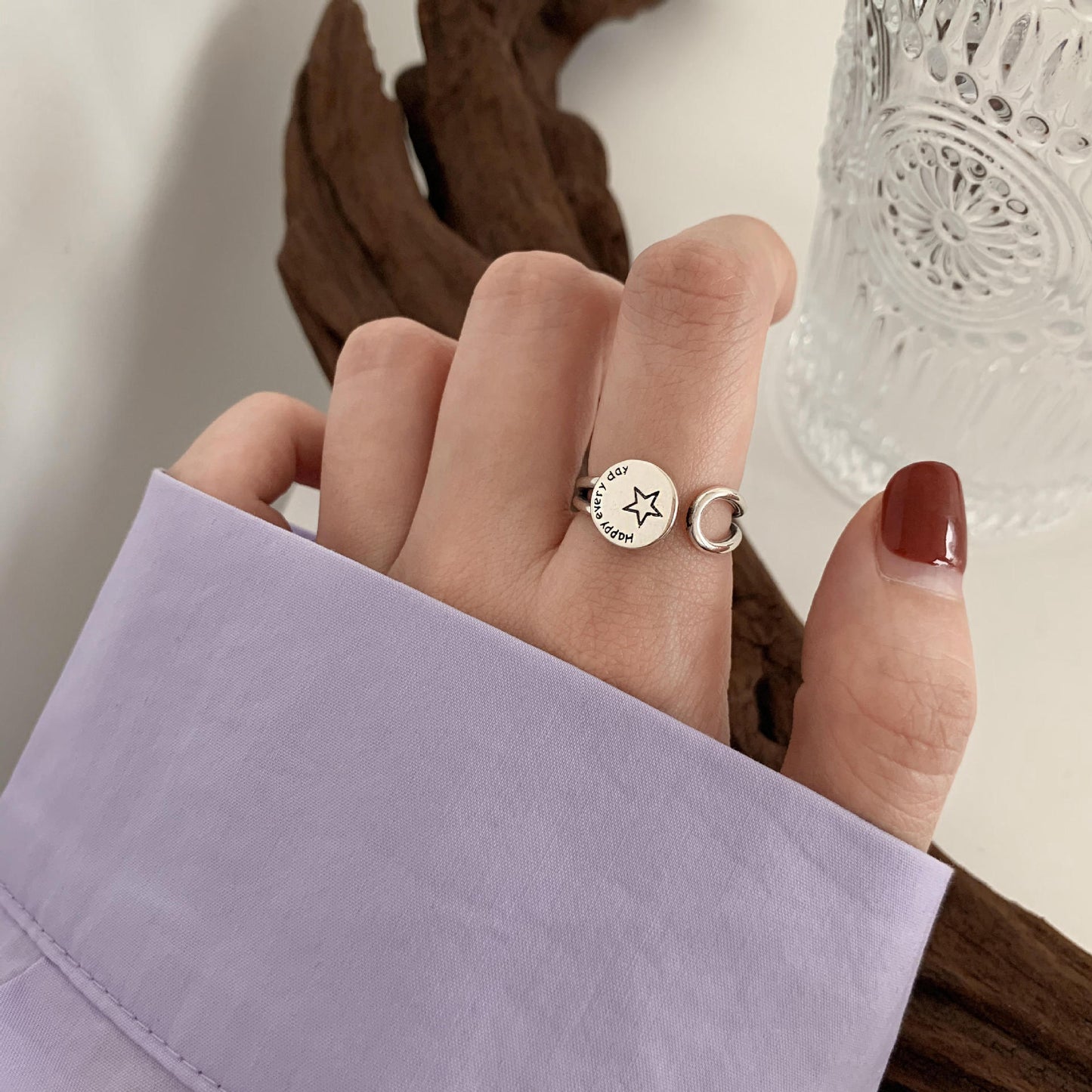 Twist of Fate — 925 Sterling Silver Twisted Open Ring, Adjustable