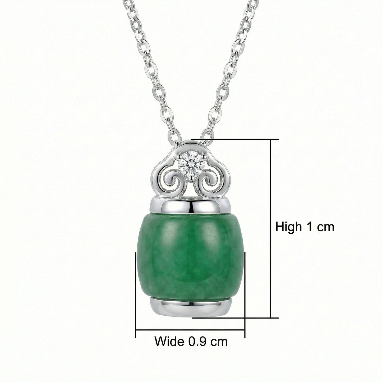 Barrel Bling — .925 Silver Green Jade Barrel Necklace