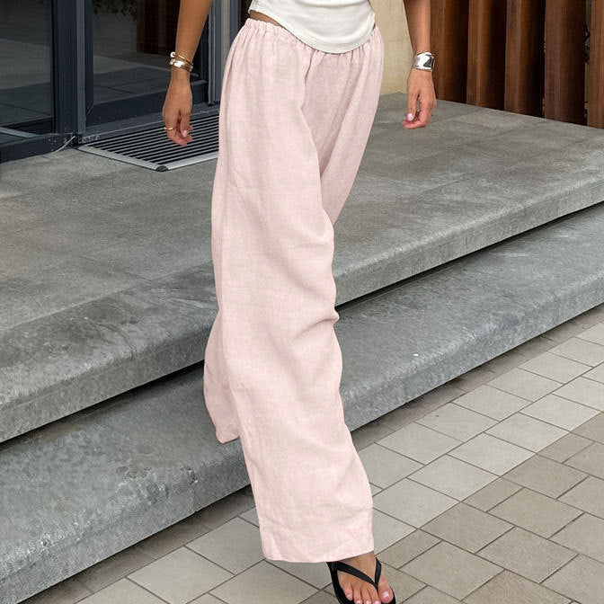 Linen Legend — Stylish Wide-Leg Cotton-Linen Pants