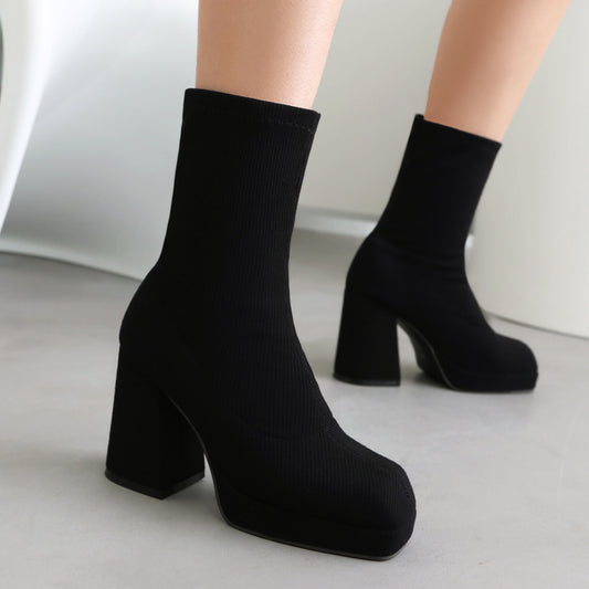 Boot-iful Strides — Chunky Square-Toe Ankle Boots