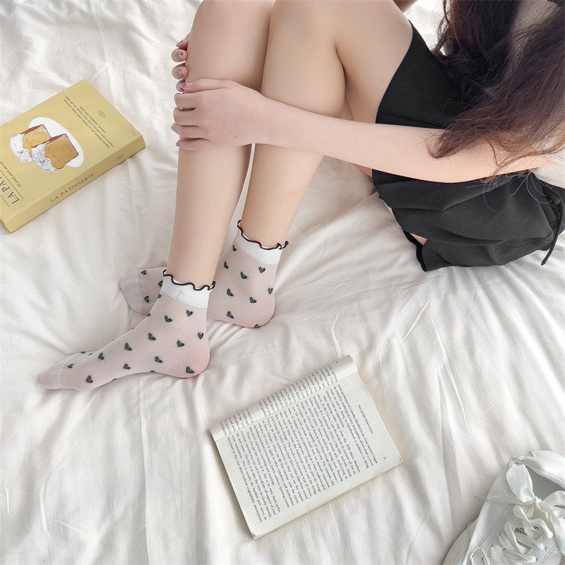 Sheer Delight — 4-Pair Lace Fungus Glass Ankle Socks