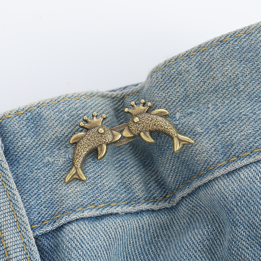 Dolphin Duo — Copper Alloy Dolphin Waist Buckle, 1 Pair