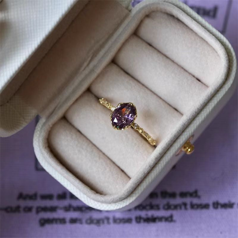 Clover Charm — Enamel Clover Flower Ring with Zircon Accents