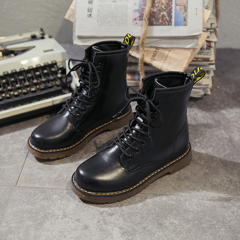 Chunky Charm — Round-Toe Lace-Up Chunky-Soled Casual Boots