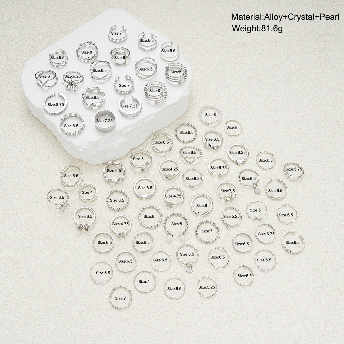 Flutter & Flourish — Flower & Butterfly Spiral Ring, 66-Piece Set