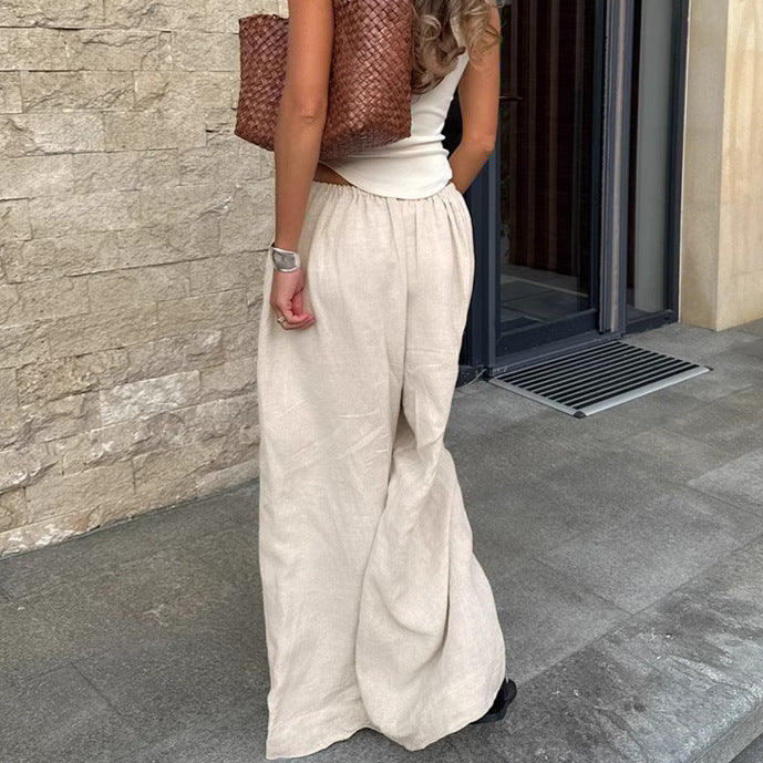 Linen Legend — Stylish Wide-Leg Cotton-Linen Pants