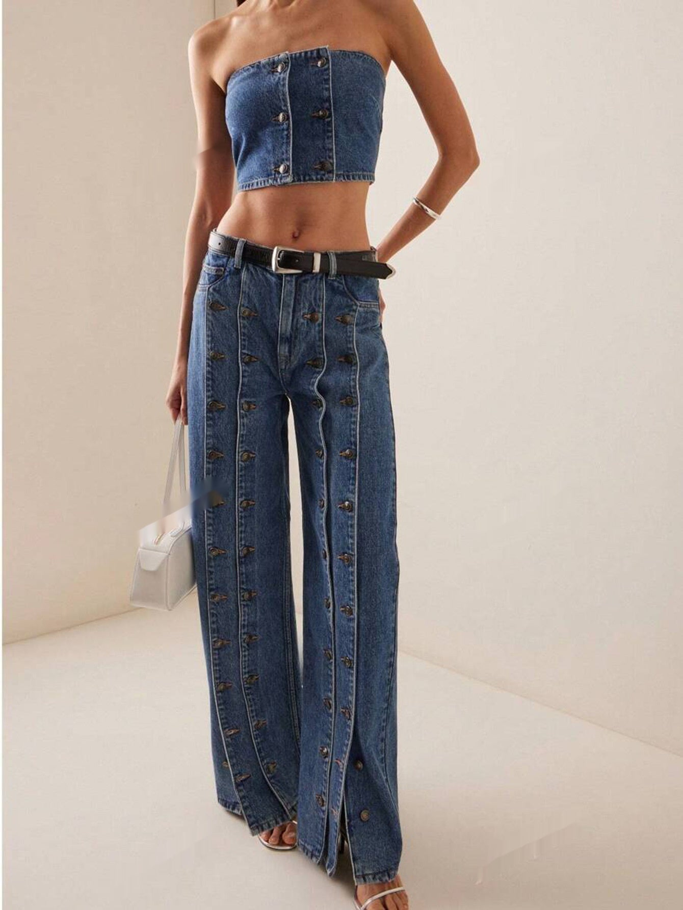 Slit Happens — Button-Front Straight-Leg Slit Jeans