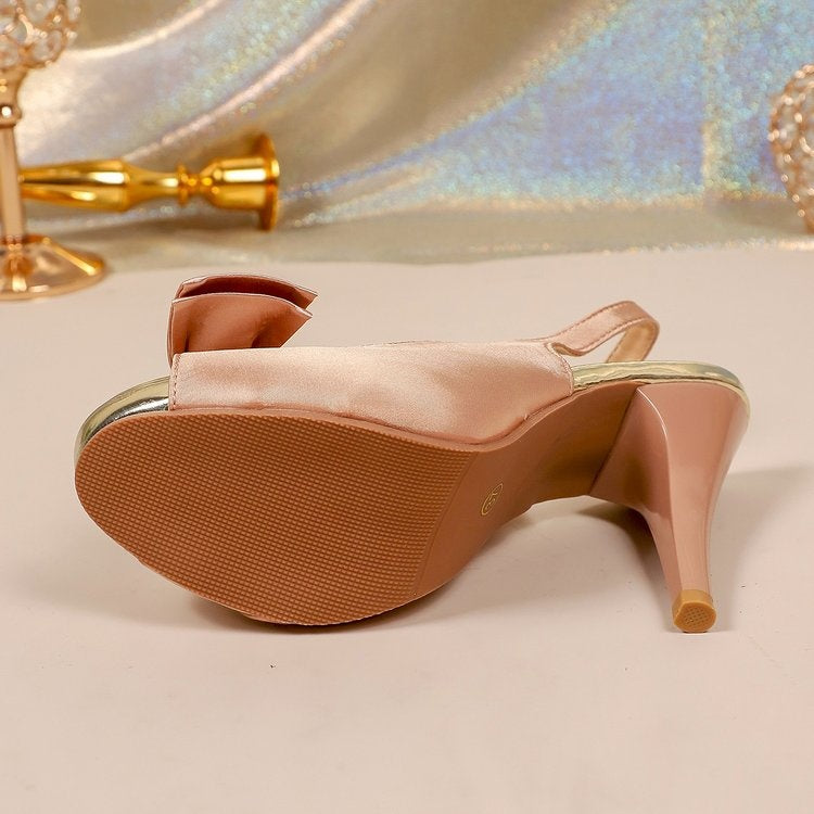 Toe-tally French — Peep Toe Stiletto Sandals, Ultra High Heel