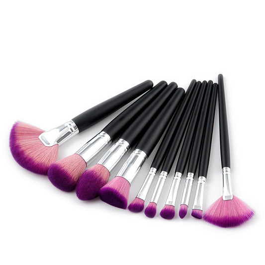 Brush Up Your Beauty — 10pc Nylon Makeup Brush Set with Wood Handles