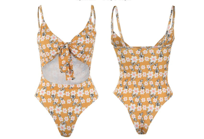 Knot Your Average — One-Piece Knot Print Swimsuit ZC2520