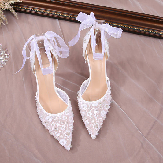 Frilly & Fabulous — Sequin Hollowed-Out French Style Sandals