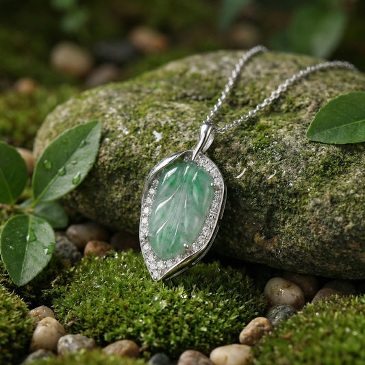 Jade Jardin — .925 Silver Leaf Green Jade Necklace