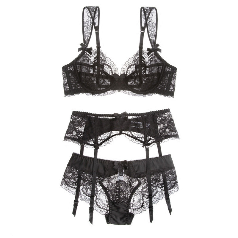 Garter Gorgeous — 3-Piece Bra Garter Underwear Set