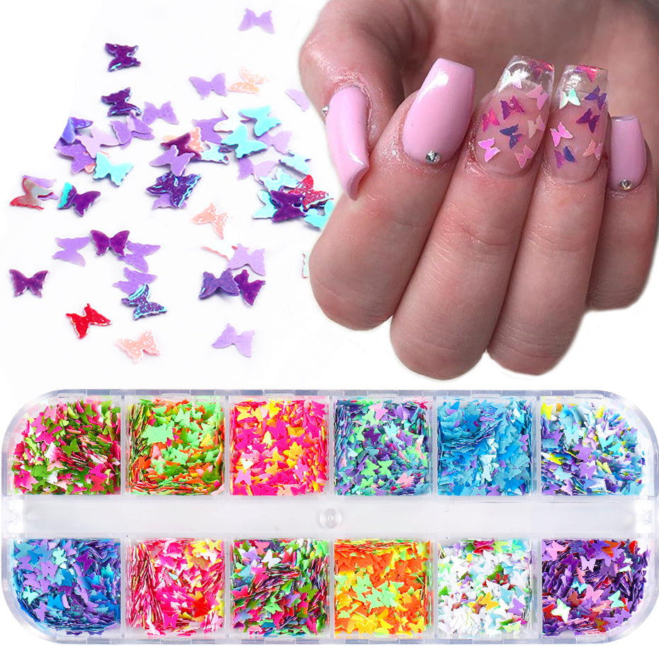 Butterfly Baubles — Iridescent Sequin Nail Decorations