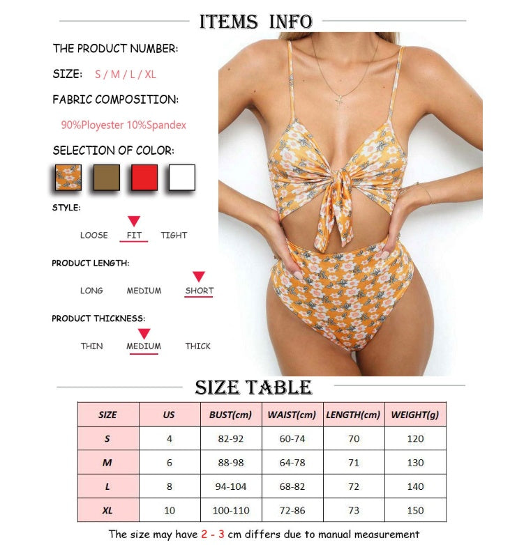 Knot Your Average — One-Piece Knot Print Swimsuit ZC2520