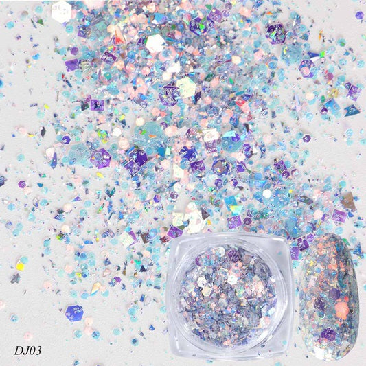 Glitter & Glow — 12-Color Light Change Onion Pink Nail Art Sequin