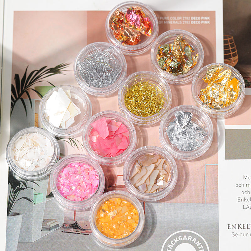 Foil Play — Gold & Silver Nail Art Flakes & Wire