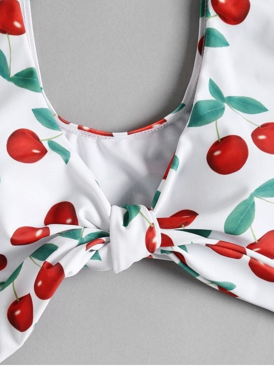 Cherry Bomb — Split Bikini with Sweet Lace & Fruit Print