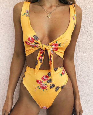 Cherry Bomb — Split Bikini with Sweet Lace & Fruit Print