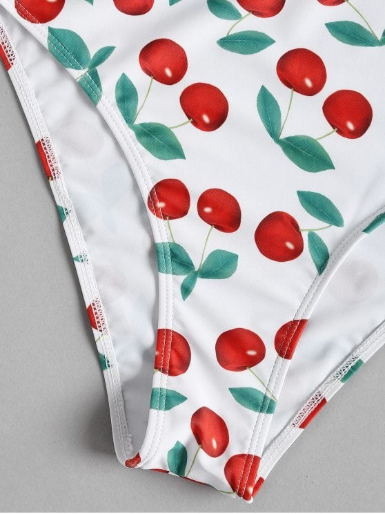 Cherry Bomb — Split Bikini with Sweet Lace & Fruit Print