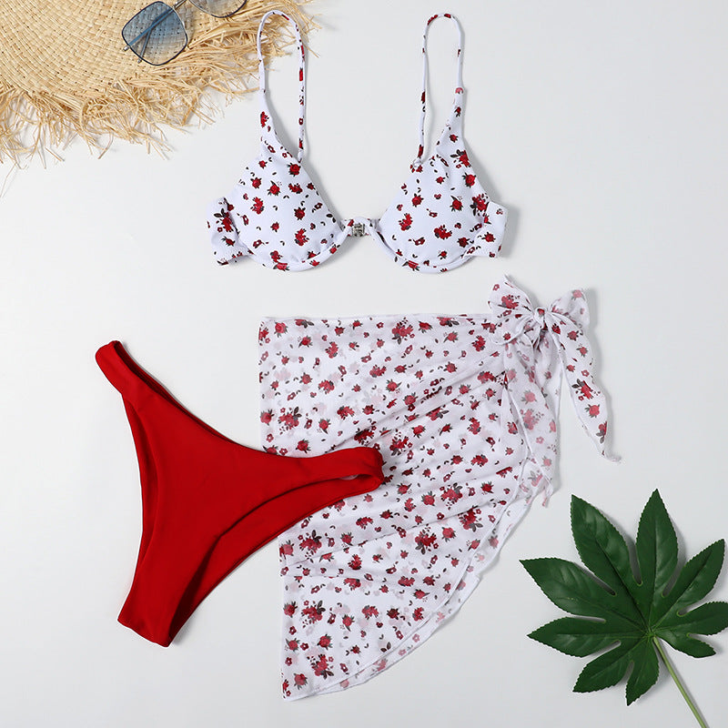 Spots On Point — 3-Piece Leopard Print Split Swimsuit