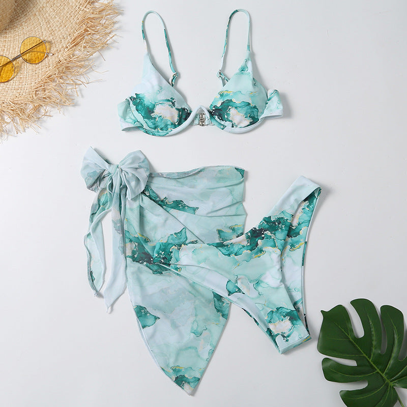 Spots On Point — 3-Piece Leopard Print Split Swimsuit
