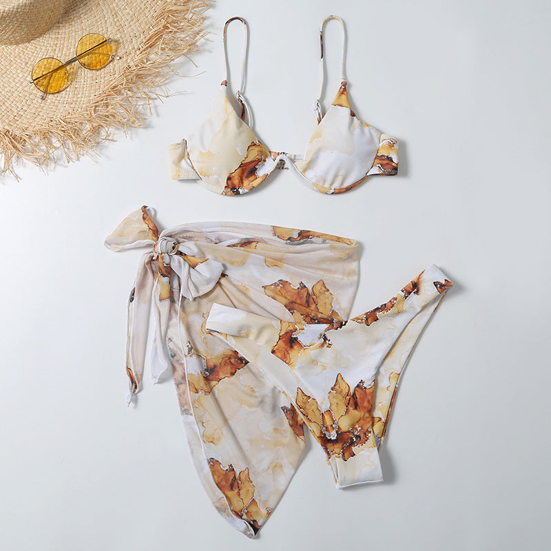 Spots On Point — 3-Piece Leopard Print Split Swimsuit