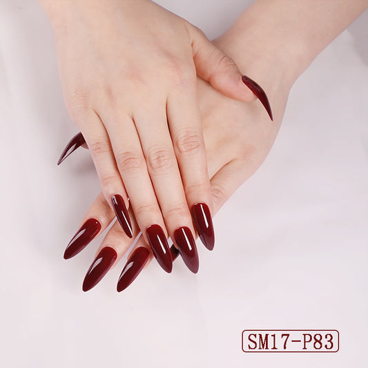Almond Amaze — Solid Color Long Pointed False Nails