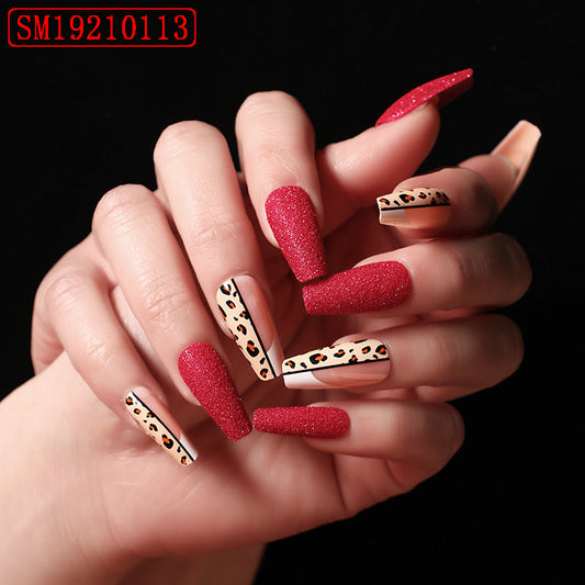 Leopard Luxe — 24pc Red Leopard Print Ballet False Nails