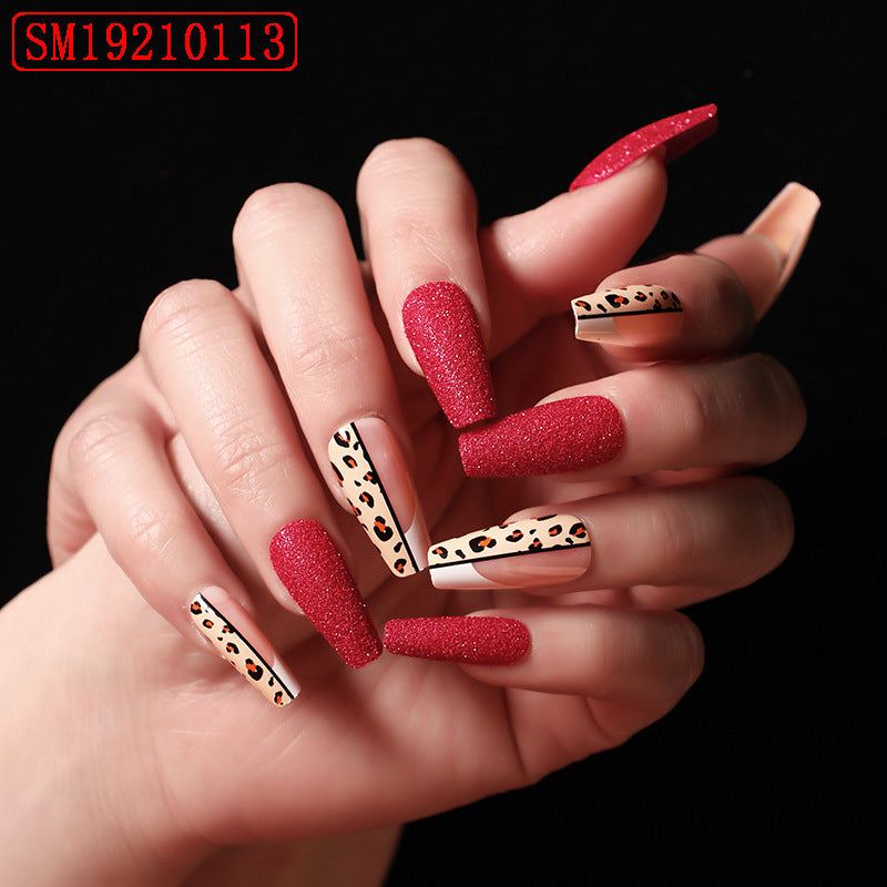 Leopard Luxe — 24pc Red Leopard Print Ballet False Nails