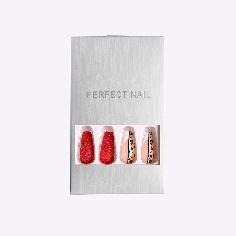 Leopard Luxe — 24pc Red Leopard Print Ballet False Nails