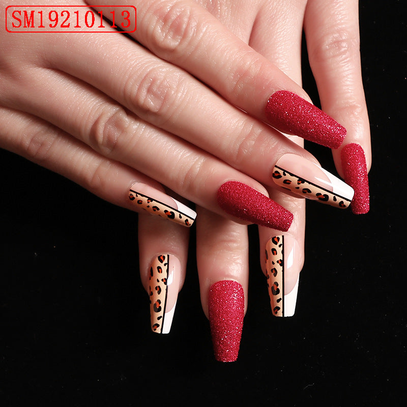 Leopard Luxe — 24pc Red Leopard Print Ballet False Nails