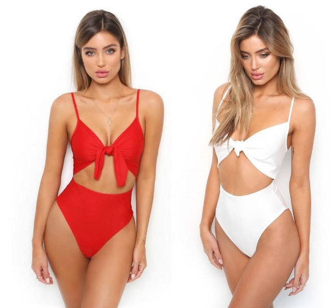 Knot Your Average — One-Piece Knot Print Swimsuit ZC2520
