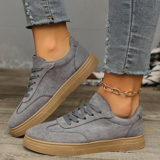Lace Embrace — Elegant Round Toe Lace Up Casual Shoes