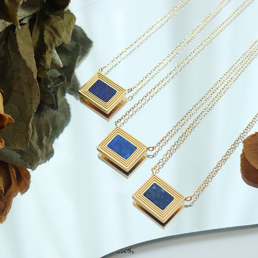 Art-Full Adornment — French-Style Square Lapis Lazuli Necklace