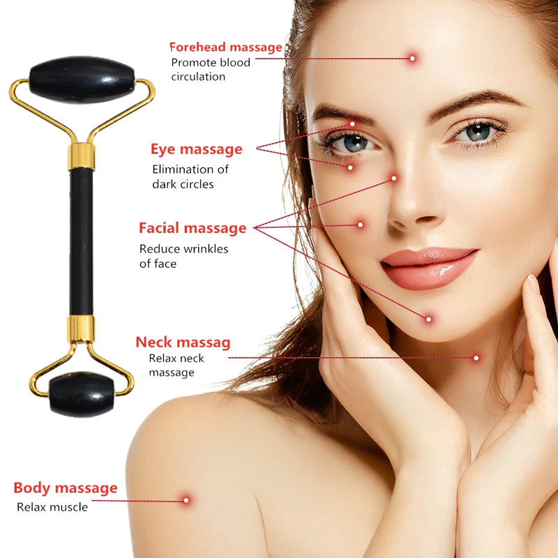 Jade & Gentle — Facial Massage Roller & Gua Sha, Authentic Jade
