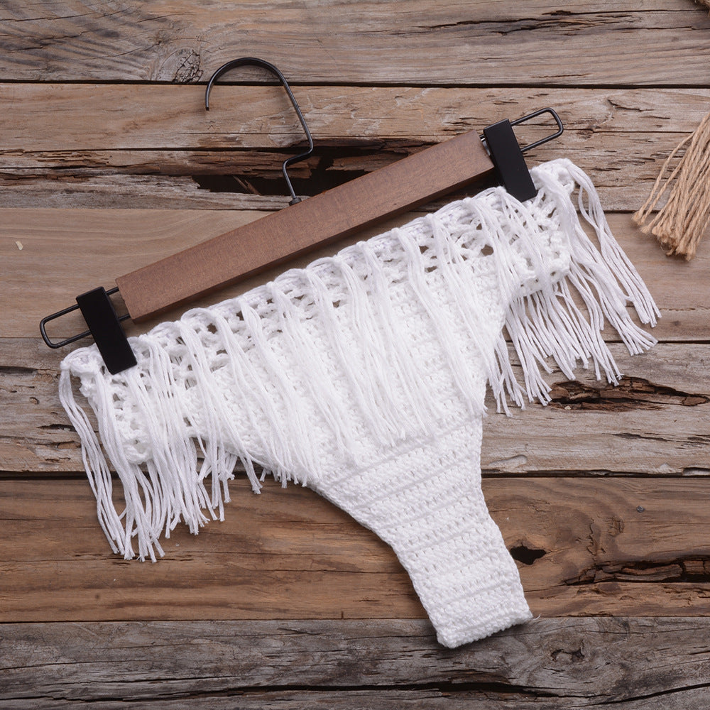 Knot Your Average — Handwoven Tassel Split Bikini Set