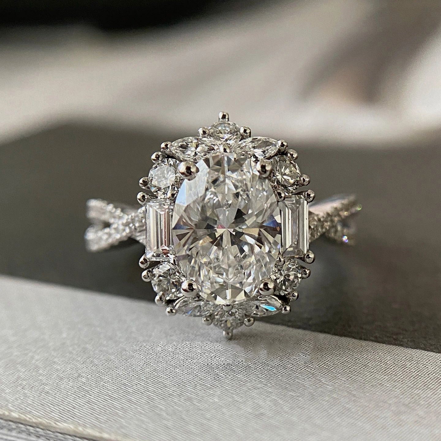 Oval Opulence — Luxury Oval Simulated Moissanite Engagement Ring