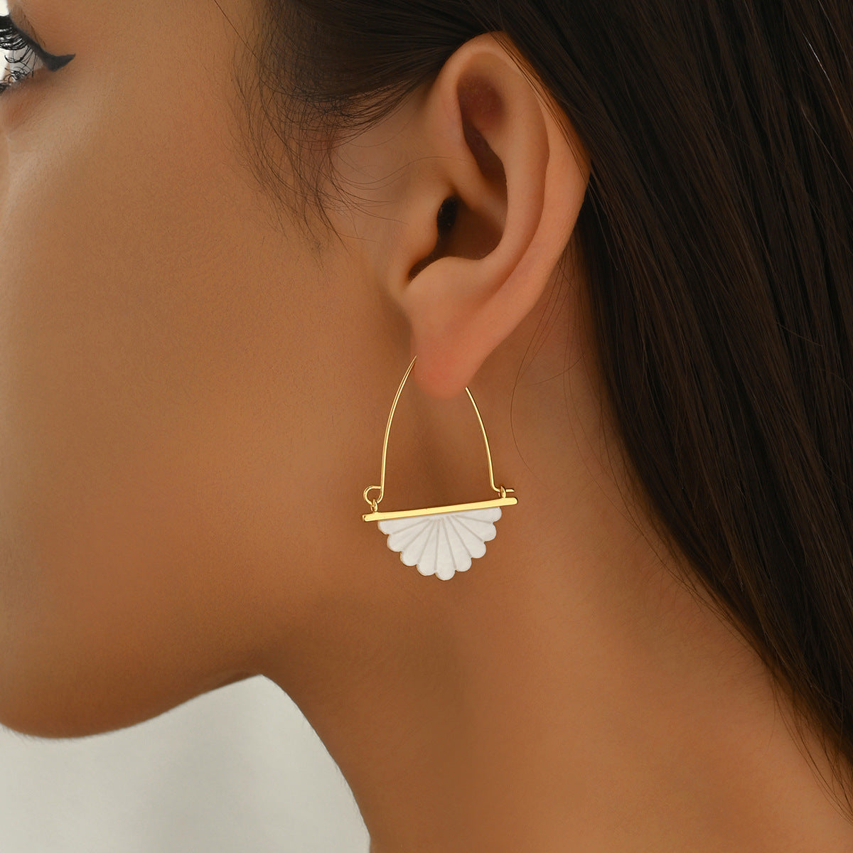 Fan-tastic Florals — Mother-of-Pearl Inlay Fan Ear Studs