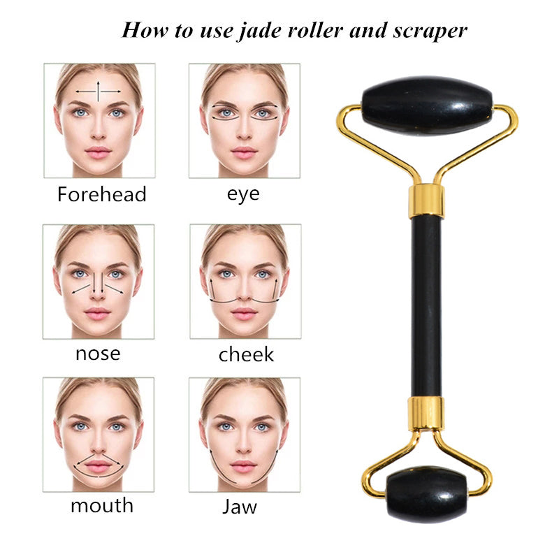 Jade & Gentle — Facial Massage Roller & Gua Sha, Authentic Jade