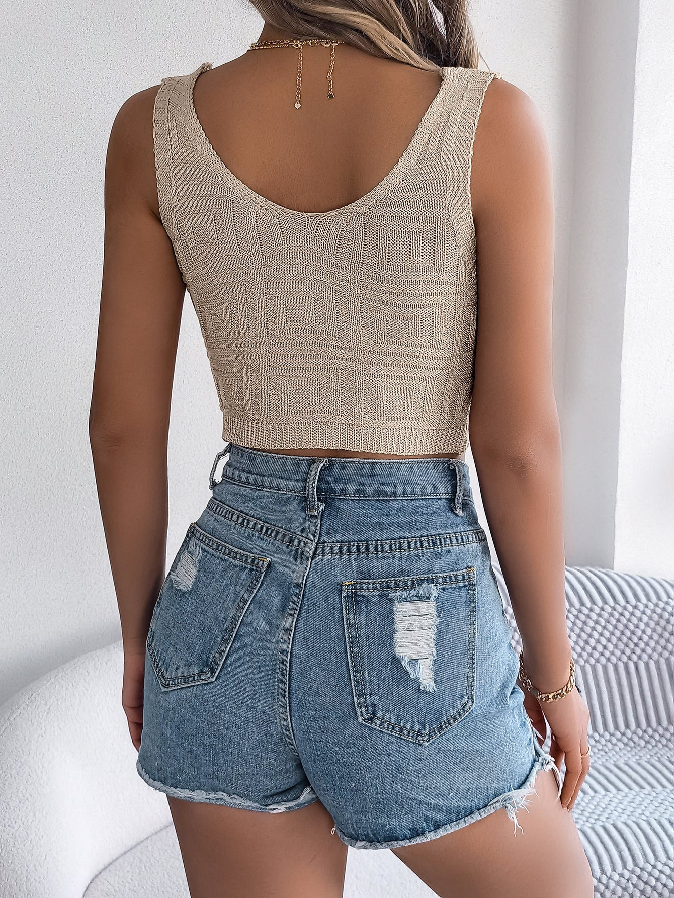 Tie One On — Solid Color Tie Front Knit Crop Top
