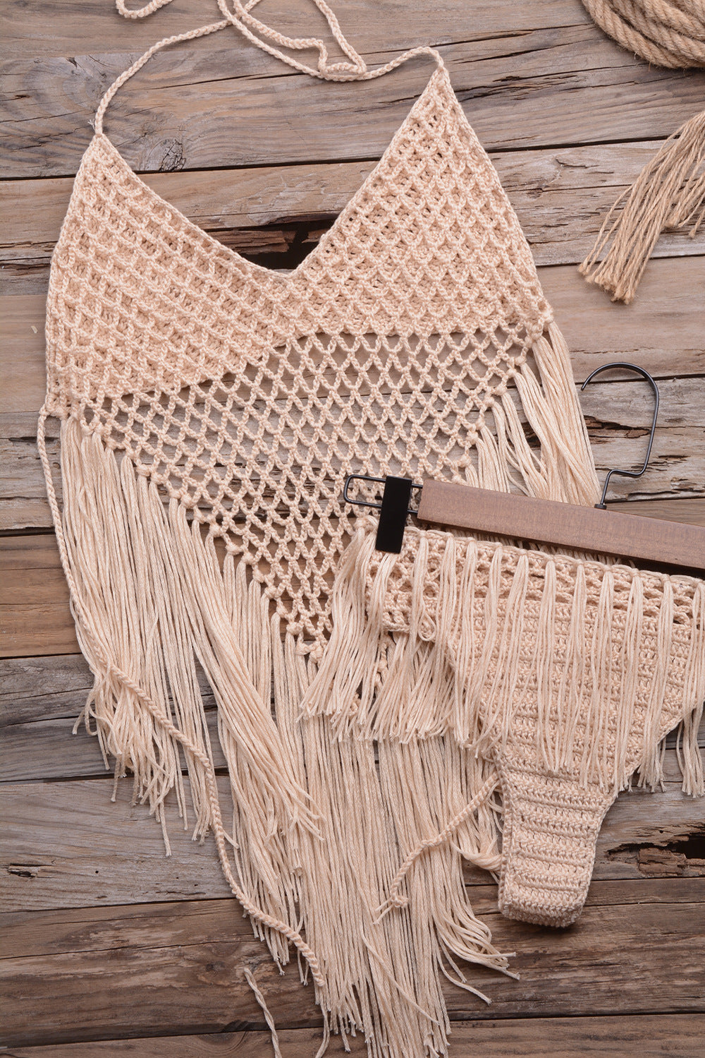 Knot Your Average — Handwoven Tassel Split Bikini Set