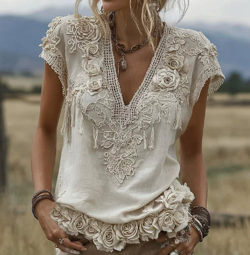 Vintage Vibes — Artistic Short-Sleeve Top