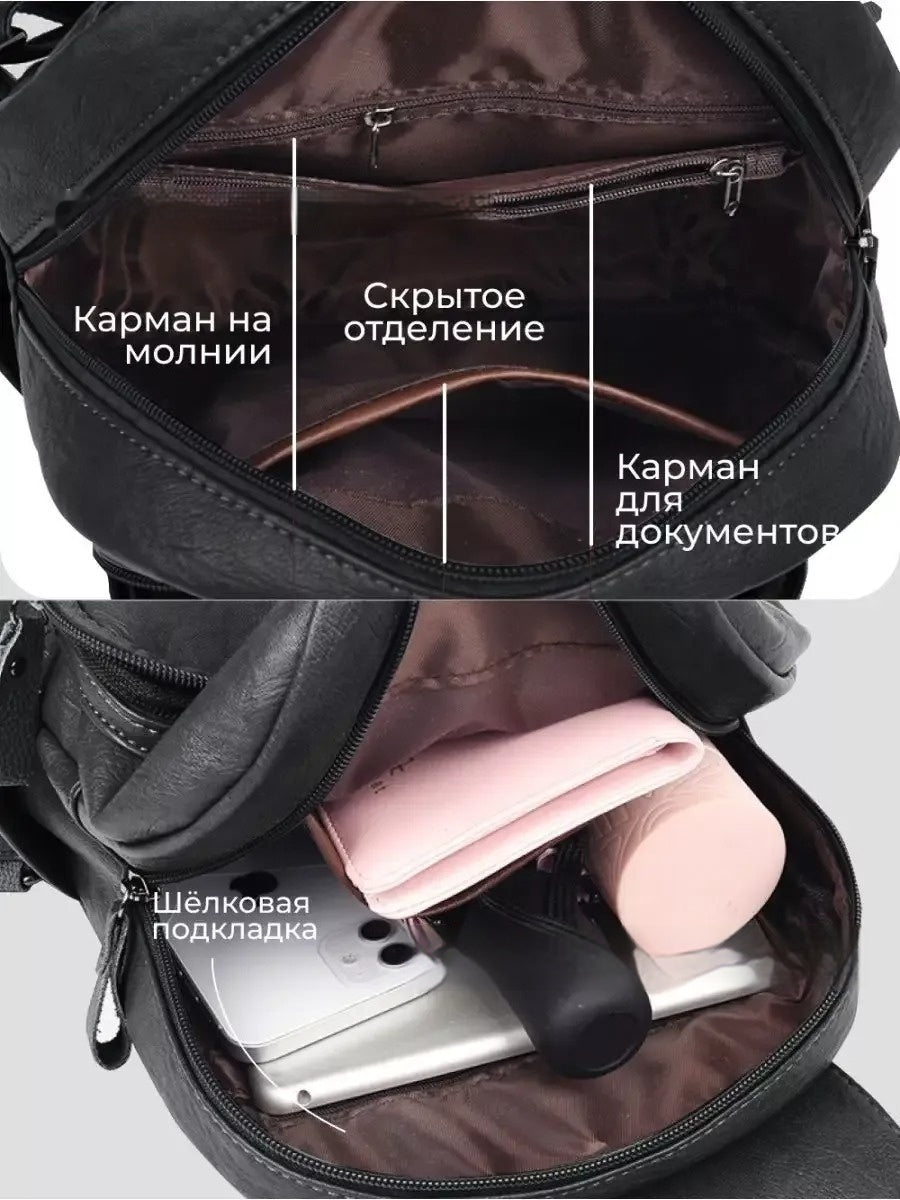 Pack Leader — Women's Simple Soft Leather Travel Backpack
