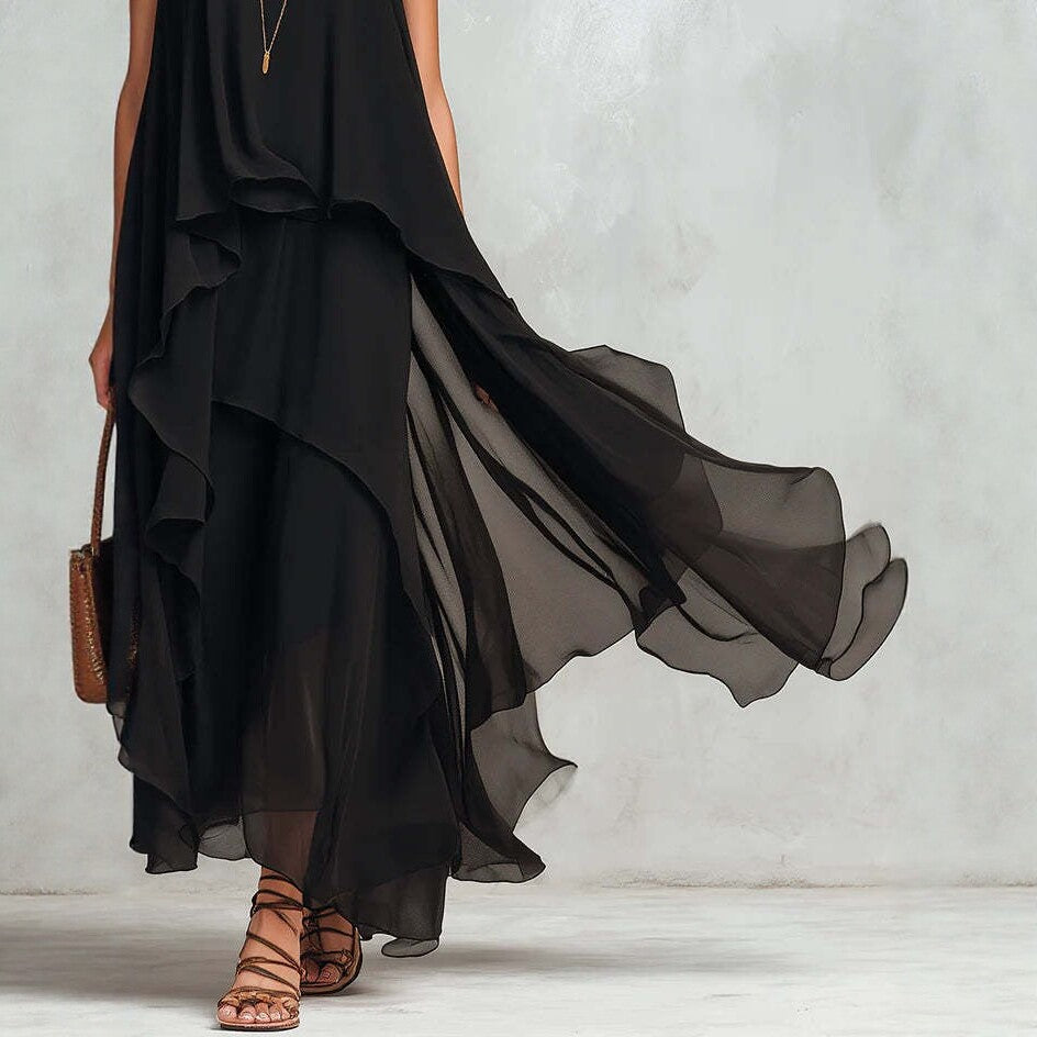 Chiffon Dream — Asymmetrical Sleeveless Maxi