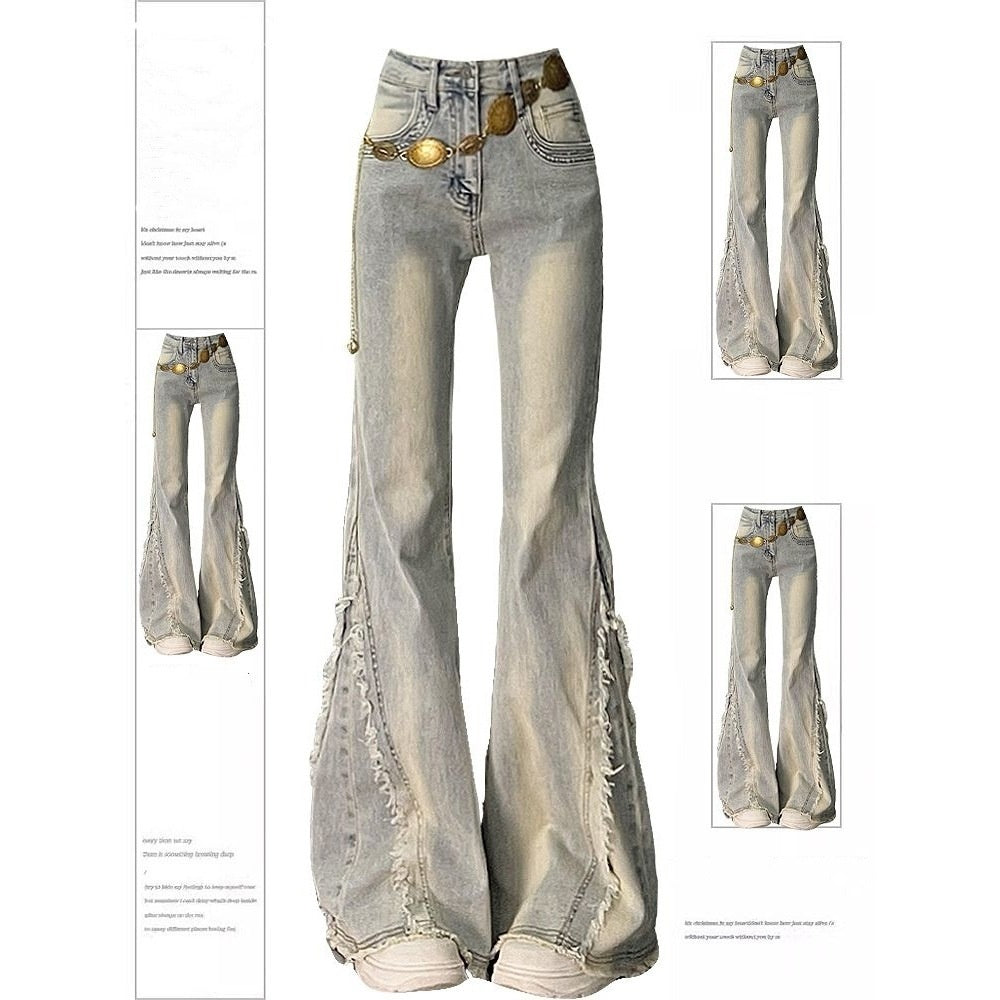 Curve Appeal — Plus-Size Raw-Edge Patchwork Bootcut Jeans
