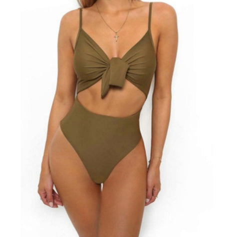 Knot Your Average — One-Piece Knot Print Swimsuit ZC2520